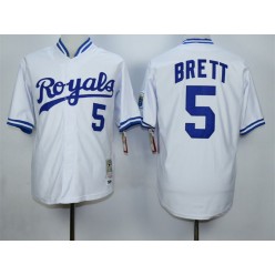 MLB Kansas City Royals 5 George Brett 1989 White Throwback Men Jersey