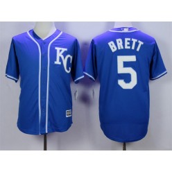 MLB Kansas City Royals 5 George Brett Blue KC New Cool Base Men Jersey