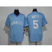 MLB Kansas City Royals 5 George Brett Light Blue Cooperstown Stitched Men Jersey