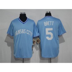 MLB Kansas City Royals 5 George Brett Light Blue Cooperstown Stitched Men Jersey
