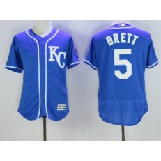 MLB Kansas City Royals 5 George Brett Navy Blue KC 2016 Flexbase Majestic Baseball Men Jersey