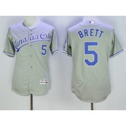 MLB Kansas City Royals 5 George Brett Retired Gray Road 2016 Majestic Baseball JerseyProgram FlexBase Men Jersey