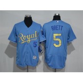 MLB Kansas City Royals 5 George Brett Retired Light Blue 2015 World Series Champions Gold Program Flex Base Men Jersey