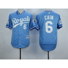 MLB Kansas City Royals 6 Lorenzo Cain 1985 Turn Back The Clock Blue Men Jersey