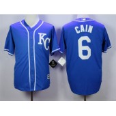 MLB Kansas City Royals 6 Lorenzo Cain Blue KC New Cool Base Men Jersey