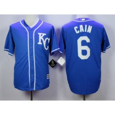 MLB Kansas City Royals 6 Lorenzo Cain Blue KC New Cool Base Men Jersey