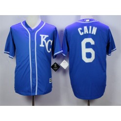MLB Kansas City Royals 6 Lorenzo Cain Blue KC New Cool Base Men Jersey
