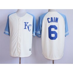 MLB Kansas City Royals 6 Lorenzo Cain Cream New Cool Base Men Jersey