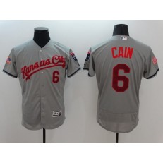 MLB Kansas City Royals 6 Lorenzo Cain Gray Fashion Stars & Stripes 2016 Flexbase Independence Day Men Jersey