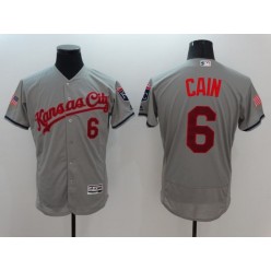 MLB Kansas City Royals 6 Lorenzo Cain Gray Fashion Stars & Stripes 2016 Flexbase Independence Day Men Jersey