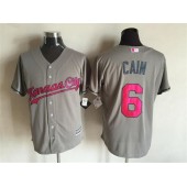 MLB Kansas City Royals 6 Lorenzo Cain Gray With Pink 2016 Mother's Day Baseball Cool Base Men Jersey