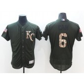 MLB Kansas City Royals 6 Lorenzo Cain Green Salute To Service 2016 Flexbase Majestic Baseball Men Jersey