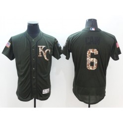 MLB Kansas City Royals 6 Lorenzo Cain Green Salute To Service 2016 Flexbase Majestic Baseball Men Jersey