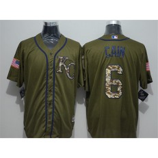 MLB Kansas City Royals 6 Lorenzo Cain Green Salute To Service Majestic Baseball Men Jersey