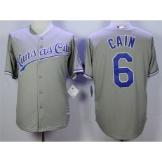 MLB Kansas City Royals 6 Lorenzo Cain Grey New Cool Base Men Jersey