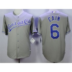 MLB Kansas City Royals 6 Lorenzo Cain Grey New Cool Base Men Jersey