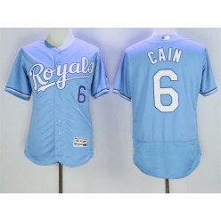 MLB Kansas City Royals 6 Lorenzo Cain Light Blue 2016 Flexbase Majestic Baseball Men Jersey