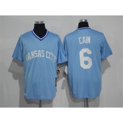 MLB Kansas City Royals 6 Lorenzo Cain Light Blue Cooperstown Stitched Men Jersey