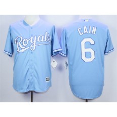 MLB Kansas City Royals 6 Lorenzo Cain Light Blue New Cool Base Men Jersey