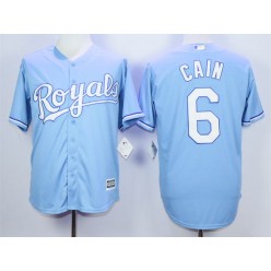 MLB Kansas City Royals 6 Lorenzo Cain Light Blue New Cool Base Men Jersey