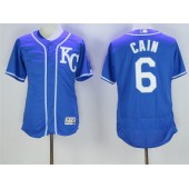 MLB Kansas City Royals 6 Lorenzo Cain Navy Blue KC 2016 Flexbase Majestic Baseball Men Jersey