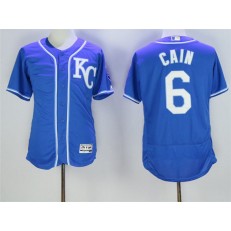 MLB Kansas City Royals 6 Lorenzo Cain Navy Blue KC 2016 Flexbase Majestic Baseball Men Jersey
