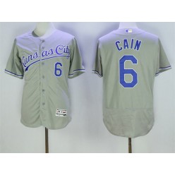 MLB Kansas City Royals 6 Lorenzo Cain Retired Gray Road 2016 Majestic Baseball JerseyProgram FlexBase Men Jersey