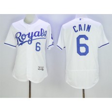 MLB Kansas City Royals 6 Lorenzo Cain White 2016 Flexbase Majestic Baseball Men Jersey