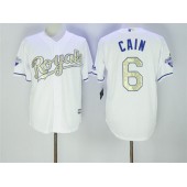 MLB Kansas City Royals 6 Lorenzo Cain White 2016 World Series Champions Gold Program Cool Base Stitched Men Jersey