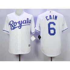 MLB Kansas City Royals 6 Lorenzo Cain White New Cool Base Men Jersey