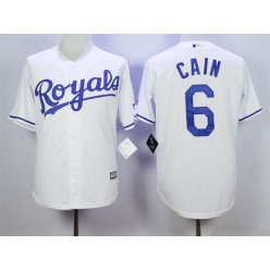 MLB Kansas City Royals 6 Lorenzo Cain White New Cool Base Men Jersey