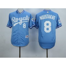 MLB Kansas City Royals 8 Mike Moustakas 1985 Turn Back The Clock Blue Men Jersey