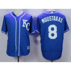 MLB Kansas City Royals 8 Mike Moustakas Blue KC New Cool Base Men Jersey