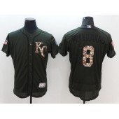 MLB Kansas City Royals 8 Mike Moustakas Green Salute To Service 2016 Flexbase Majestic Baseball Men Jersey