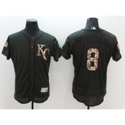 MLB Kansas City Royals 8 Mike Moustakas Green Salute To Service 2016 Flexbase Majestic Baseball Men Jersey