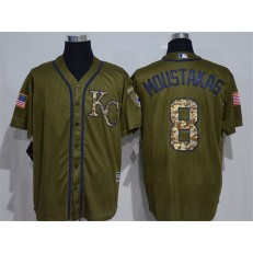 MLB Kansas City Royals 8 Mike Moustakas Green Salute To Service Majestic Baseball Men Jersey