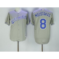 MLB Kansas City Royals 8 Mike Moustakas Grey New Cool Base Men Jersey