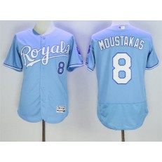 MLB Kansas City Royals 8 Mike Moustakas Light Blue 2016 Flexbase Majestic Baseball Men Jersey