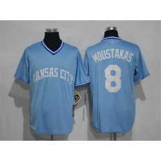 MLB Kansas City Royals 8 Mike Moustakas Light Blue Cooperstown Stitched Men Jersey