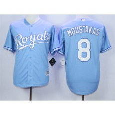 MLB Kansas City Royals 8 Mike Moustakas Light Blue New Cool Base Men Jersey