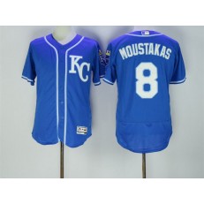 MLB Kansas City Royals 8 Mike Moustakas Navy Blue KC 2016 Flexbase Majestic Baseball Men Jersey