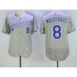 MLB Kansas City Royals 8 Mike Moustakas Retired Gray Road 2016 Majestic Baseball JerseyProgram FlexBase Men Jersey