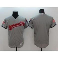 MLB Kansas City Royals Blank Gray Fashion Stars & Stripes 2016 Flexbase Independence Day Men Jersey