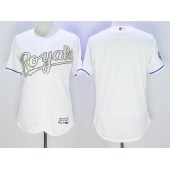 MLB Kansas City Royals Blank Majestic White World Series Champions Gold Program FlexBase Player Men Jersey
