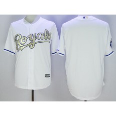 MLB Kansas City Royals Blank White 2016 World Series Champions Gold Program Cool Base Stitched Men Jersey