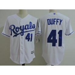 MLB Kansas City Royals Coach 41 Danny Duffy White Home Cool Base Baseball Men Jersey