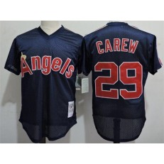 MLB California Angels 29 Rod Carew Navy Blue 1984 Authentic Mesh BP Men Jersey