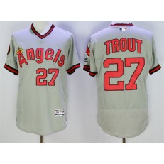 MLB LA Angels Of Anaheim 27 Mike Trout Gray Pullover 2016 Flexbase Majestic Baseball Men Jersey
