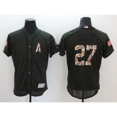 MLB LA Angels Of Anaheim 27 Mike Trout Green Salute to Service 2016 Flexbase Majestic Baseball Men Jersey