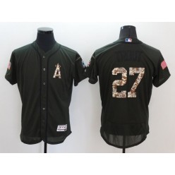 MLB LA Angels Of Anaheim 27 Mike Trout Green Salute to Service 2016 Flexbase Majestic Baseball Men Jersey